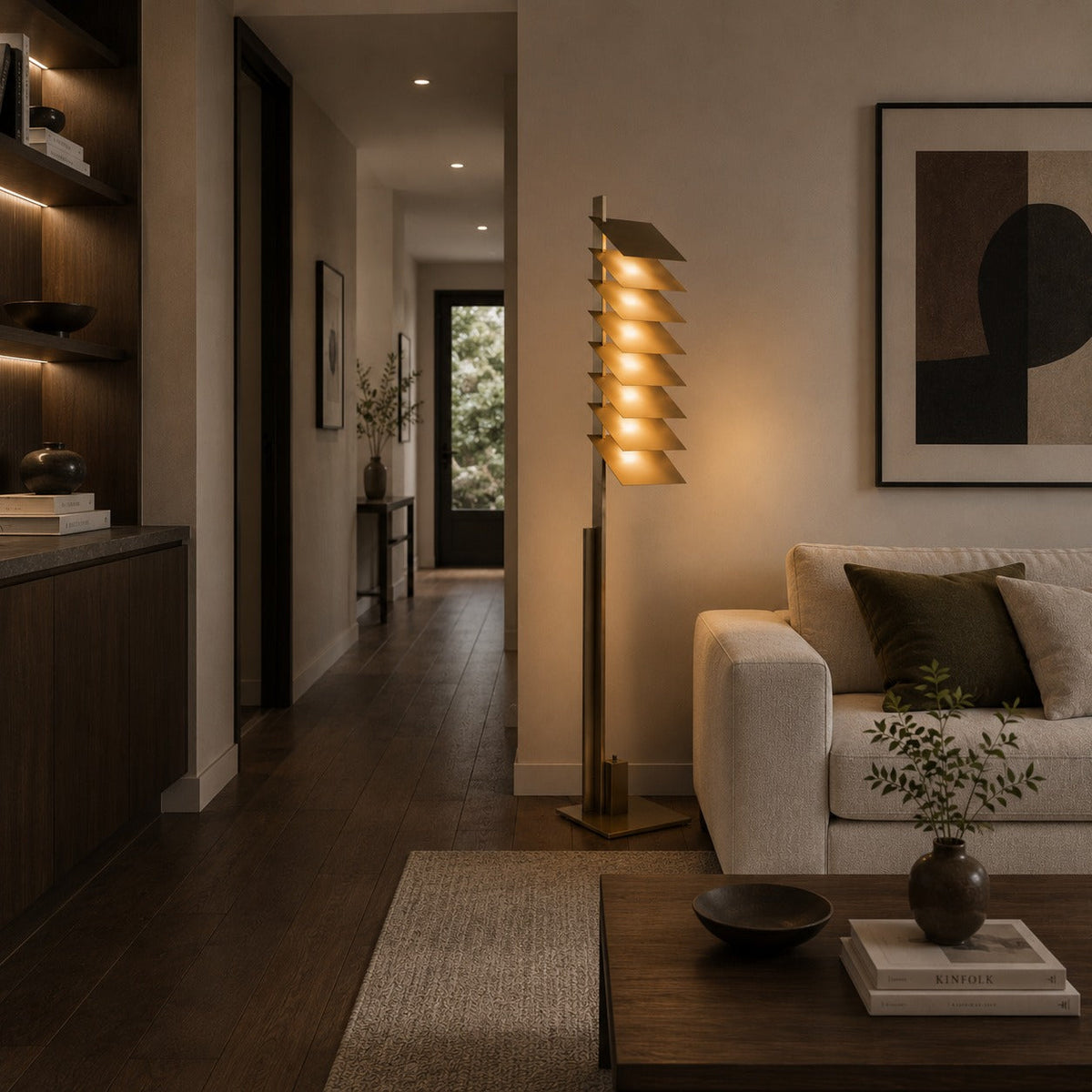 Modern Industrial Floor Lamp — Bronze Finish, Integrated LED, Adjustable Aluminum Shade