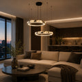Modern taklampa med flera ringar - justerbar design, ringar i naturmarmor, integrerad LED-belysning