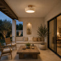 20cm Round Yellow Travertine Flush Mount Ceiling Light — Dimmable LED