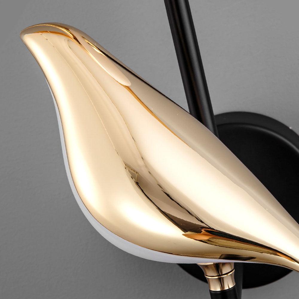 Luxe goudkleurige vogelwandlamp voor de slaapkamer | boxzora