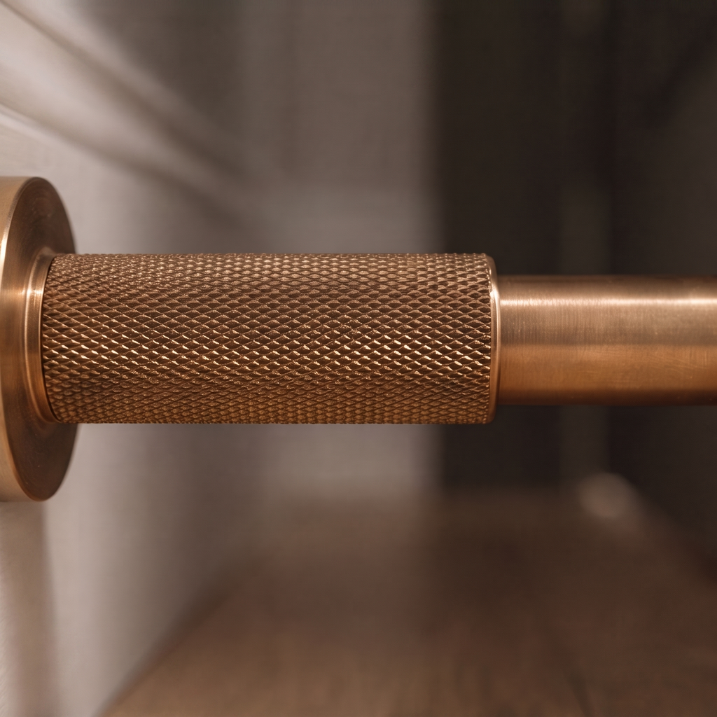 Solid Brass Door Stop — Wall & Floor Mount, Modern Knurled Design, Rubber-Capped Tip