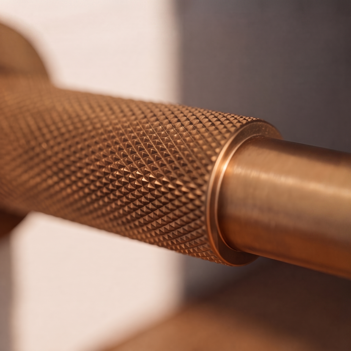 Solid Brass Door Stop — Wall & Floor Mount, Modern Knurled Design, Rubber-Capped Tip