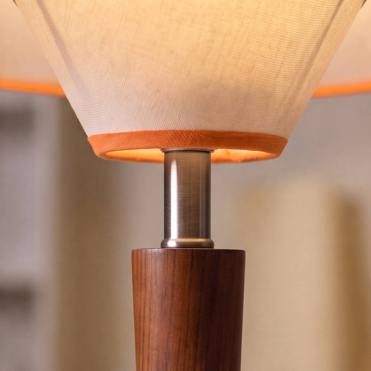 Modern Table Lamp — Wooden Base, Fabric Shade, 40W E26/E27, Plug-In Adjustable Dimmable