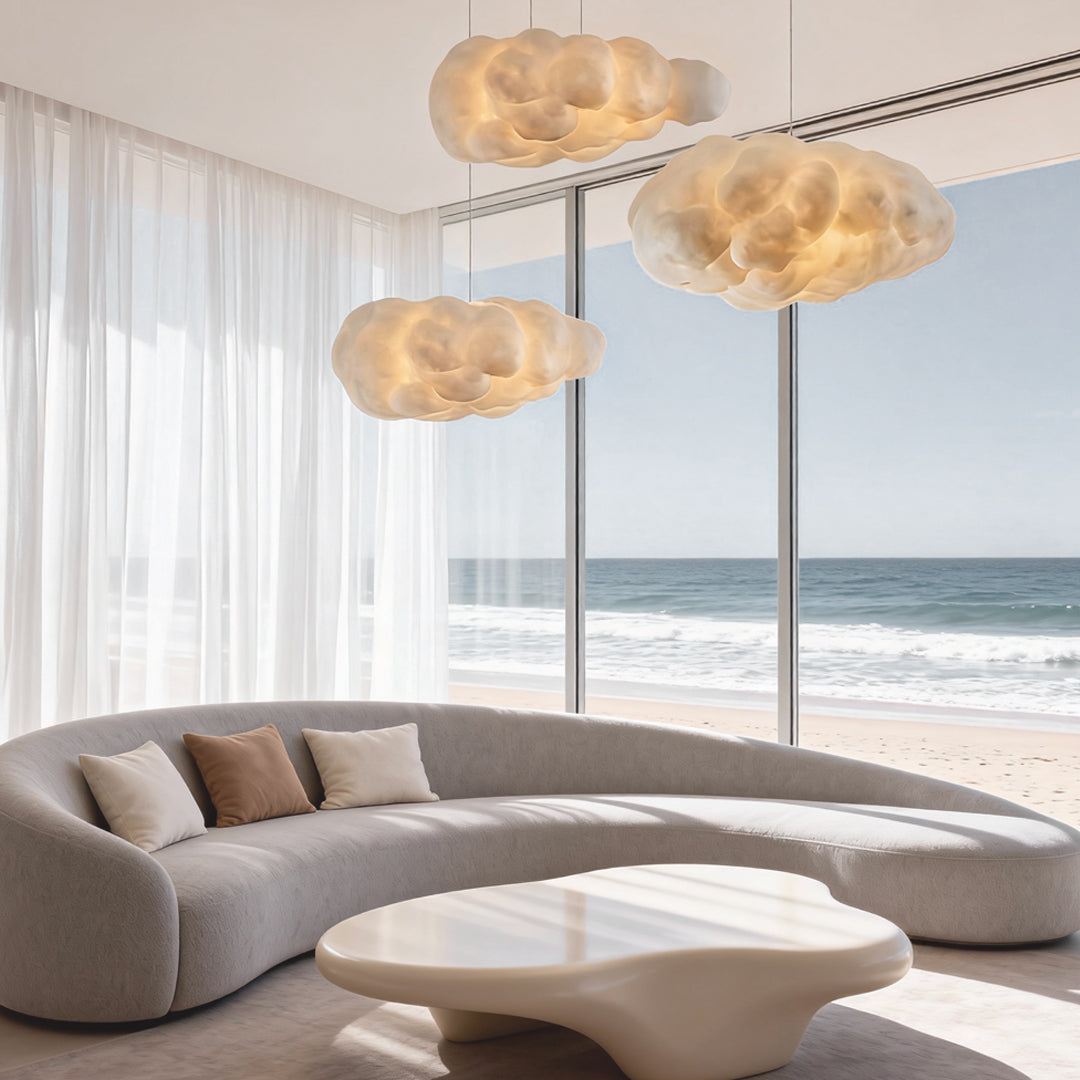 Modern Cloud Ceiling Pendant Light — Fabric Shade, E26 Compatible, Soft Diffused Illumination