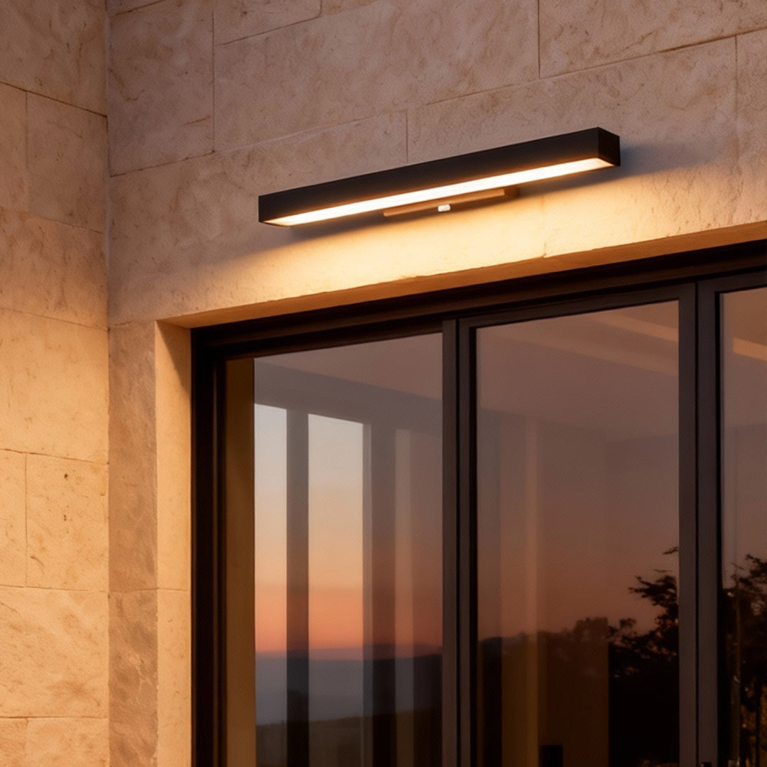 Rectangular Black Stainless Steel LED Wall Light — Motion Sensor, 4000K, IP65 Rated, Wall Mounted