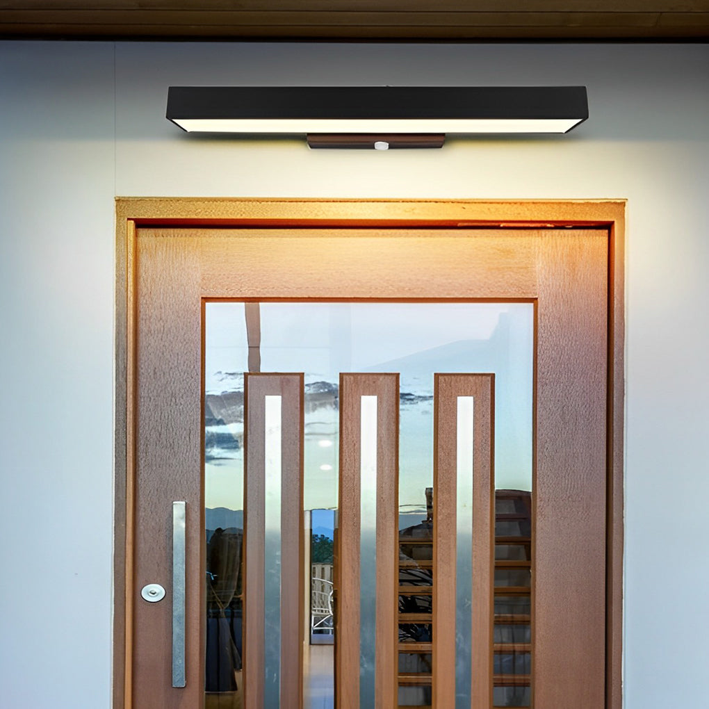 Rectangular Black Stainless Steel LED Wall Light — Motion Sensor, 4000K, IP65 Rated, Wall Mounted