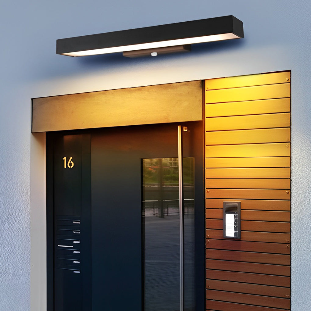 Rectangular Black Stainless Steel LED Wall Light — Motion Sensor, 4000K, IP65 Rated, Wall Mounted
