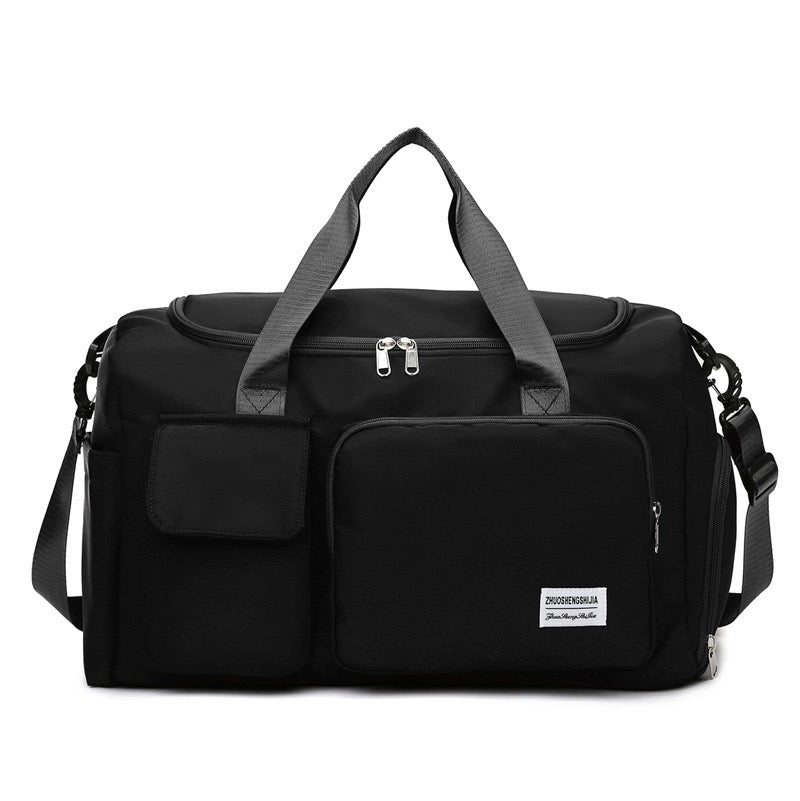 Saco de viagem com vários bolsos e compartimento separado para calçado