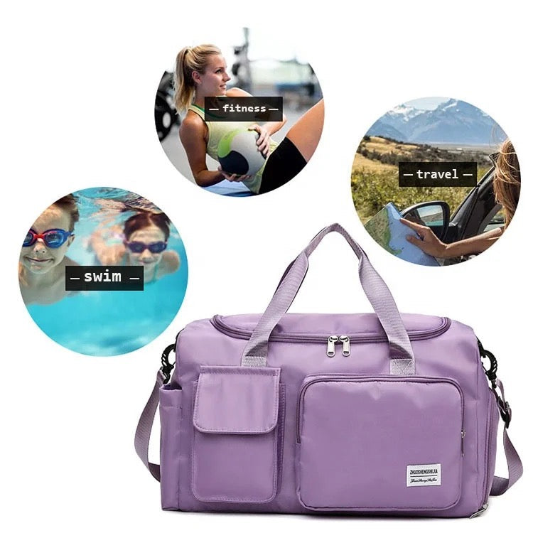 Saco de viagem com vários bolsos e compartimento separado para calçado