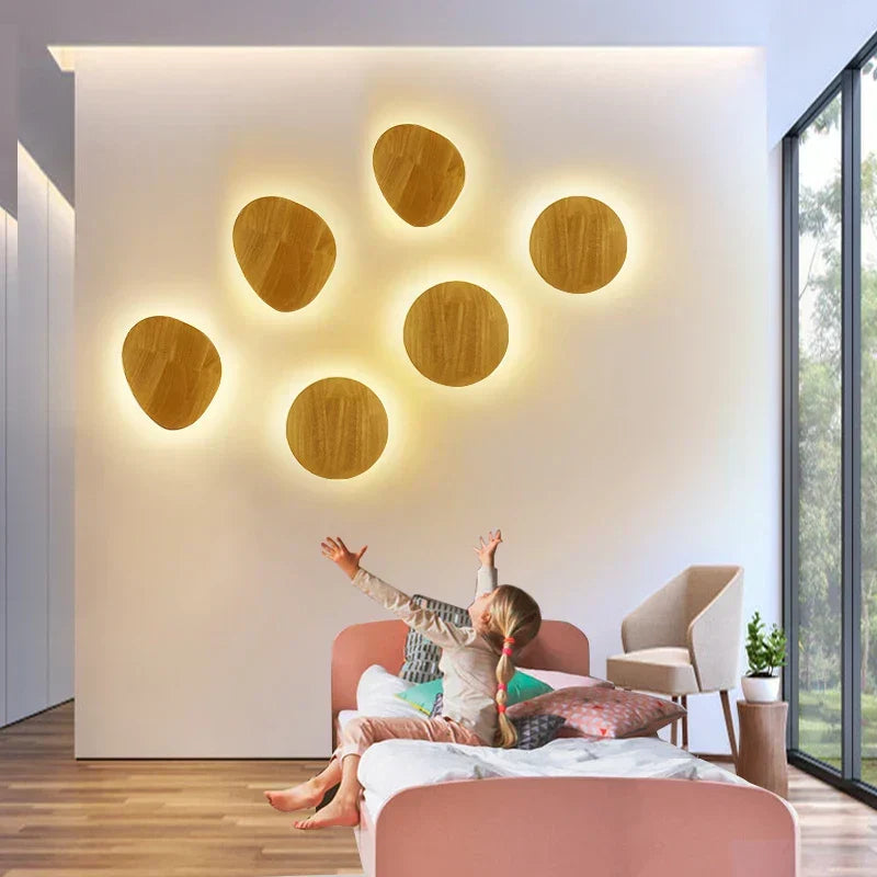 Candeeiros de parede modernos escandinavos – madeira nórdica natural e iluminação LED