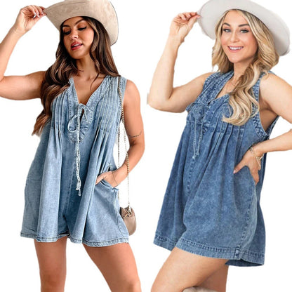 Combinaison Denim Short – Style Estival & Confort Urbain