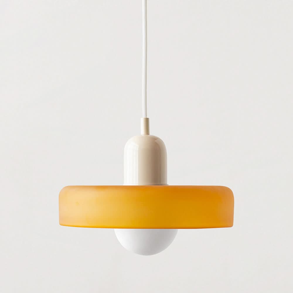Lampa wisząca Bauhaus — kolorowy szklany klosz, regulowane zawieszenie