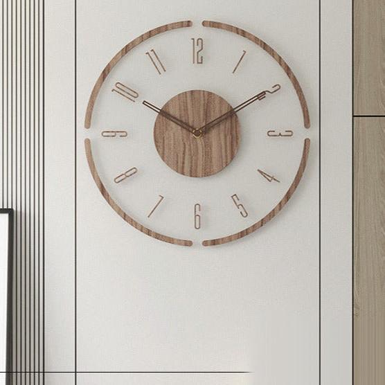 Horloge murale silencieuse en bois véritable de 35 Cm – Style nordique