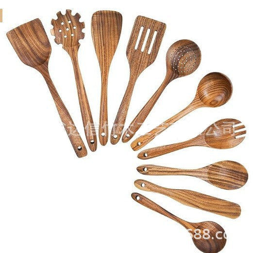 Natural Teak Wood Kitchen Set — Unique Grain Patterns