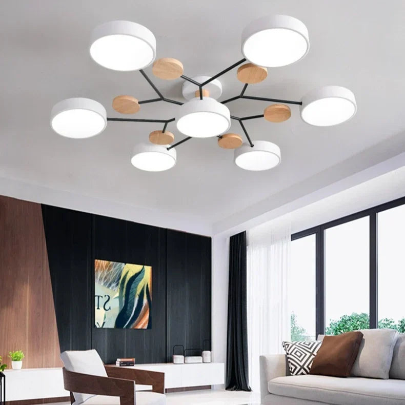 Lámpara de techo LED redonda de estilo nórdico, de metal y regulable, para sala de estar | boxzora