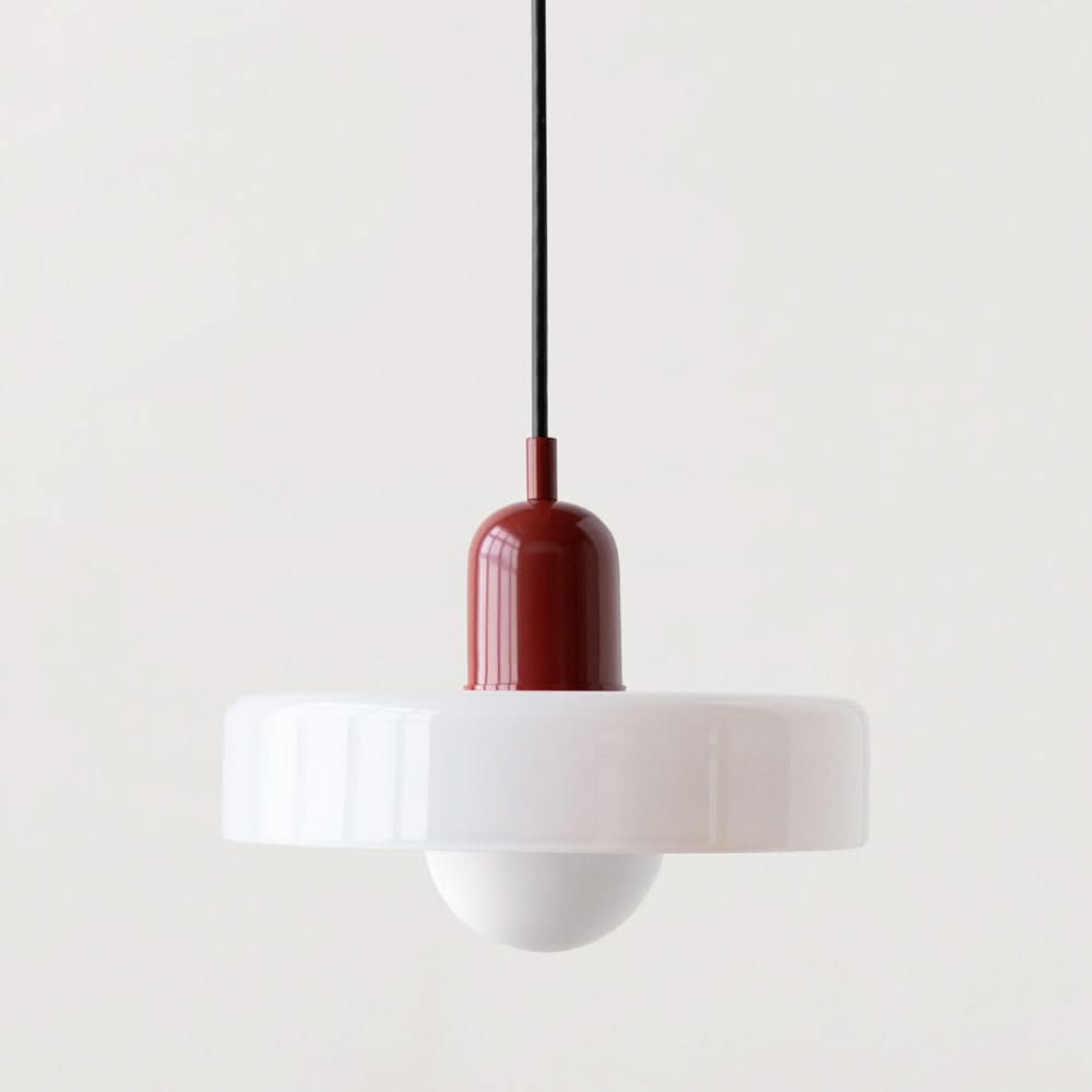 Lampa wisząca Bauhaus — kolorowy szklany klosz, regulowane zawieszenie