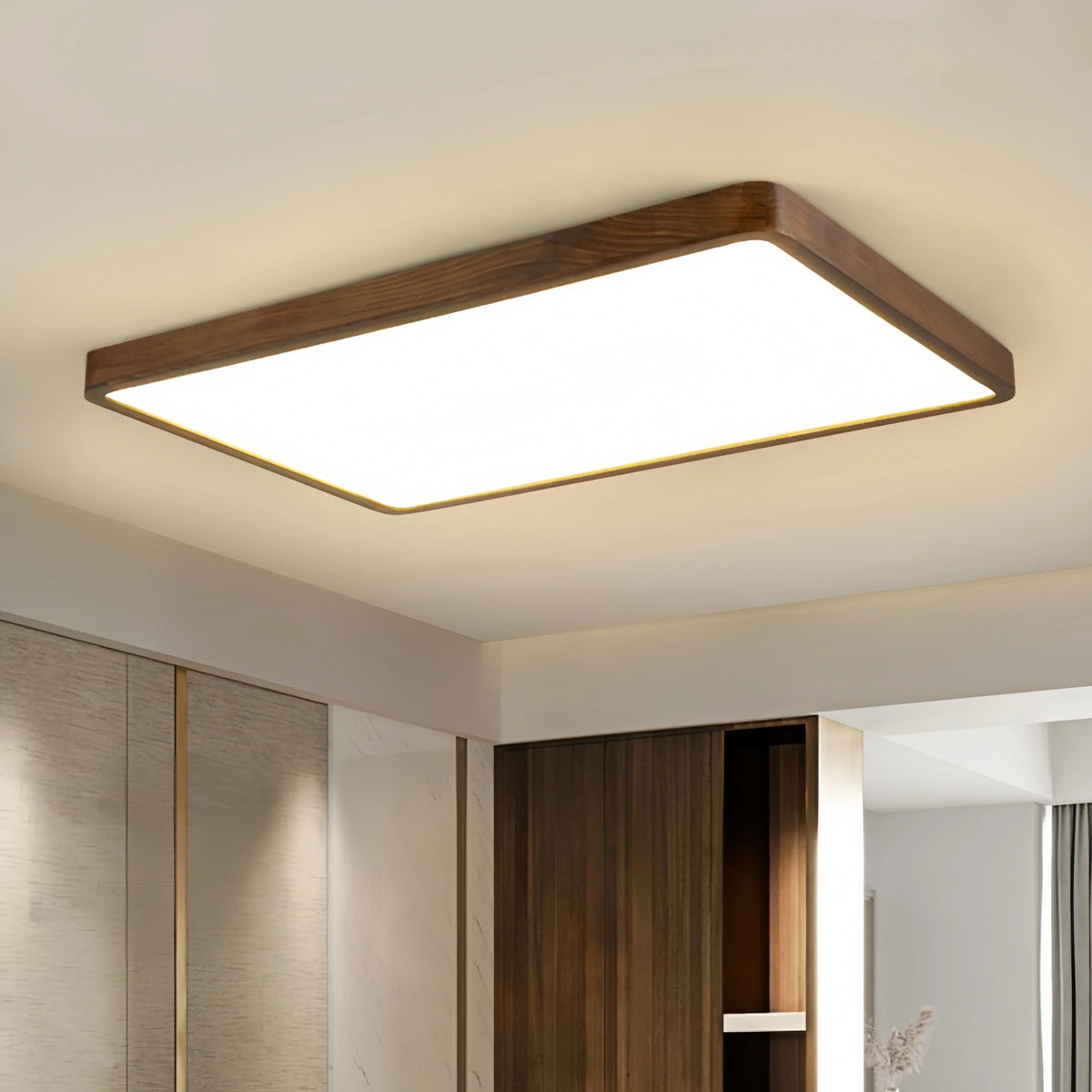 Lámpara de techo empotrada de madera nórdica para dormitorio, antideslumbrante | boxzora