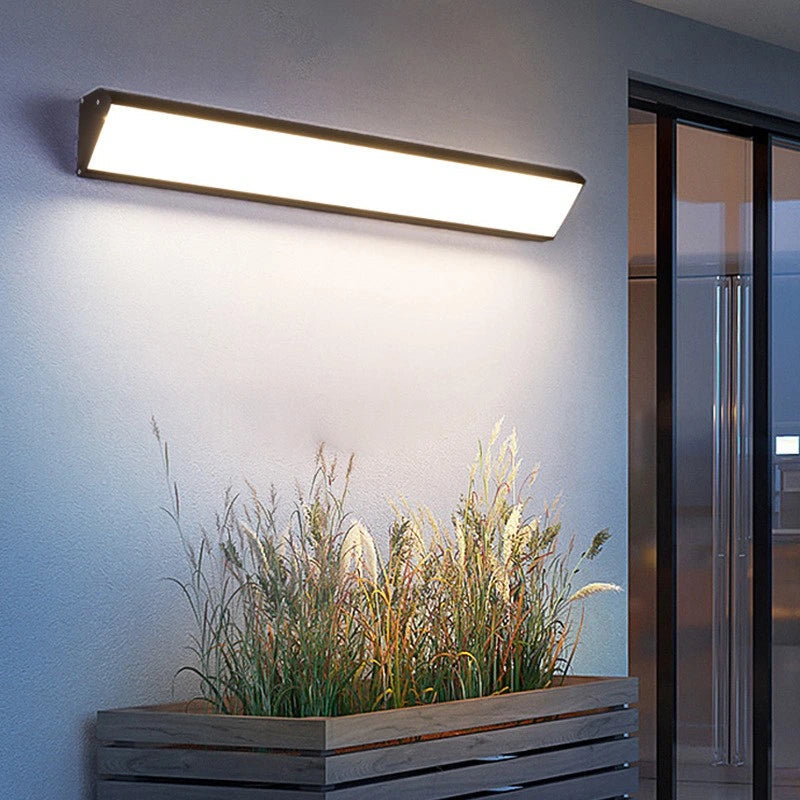 Applique murale linéaire moderne noire pour extérieur, étanche | boxzora