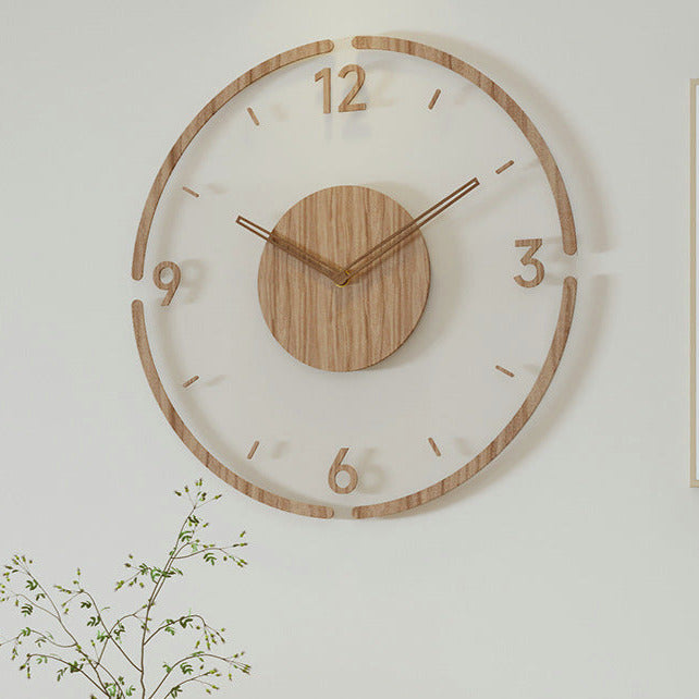 Horloge murale silencieuse en bois véritable de 35 Cm – Style nordique
