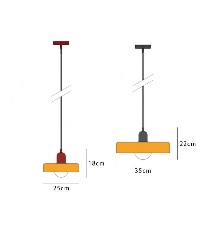Lampa wisząca Bauhaus — kolorowy szklany klosz, regulowane zawieszenie