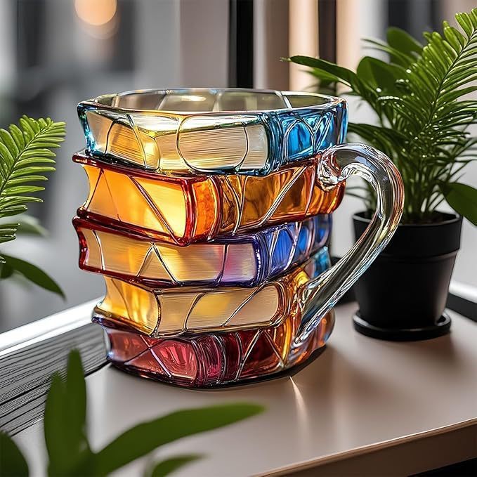 ספל ספרים תלת־ממדי BookCup, צבוע ביד, בהשראת ספרות