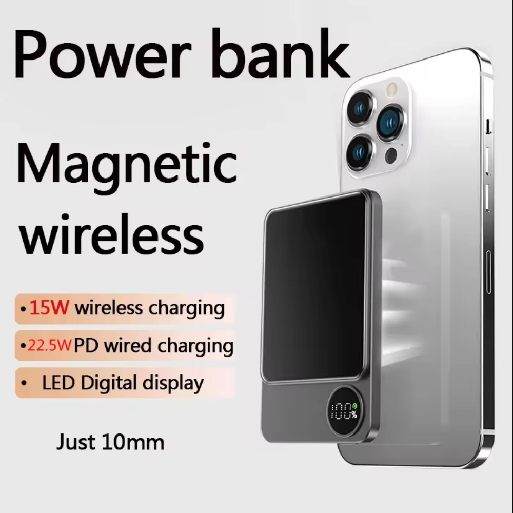 Magnetische draadloze draagbare powerbank van 10000 mAh, compatibel met iPhone
