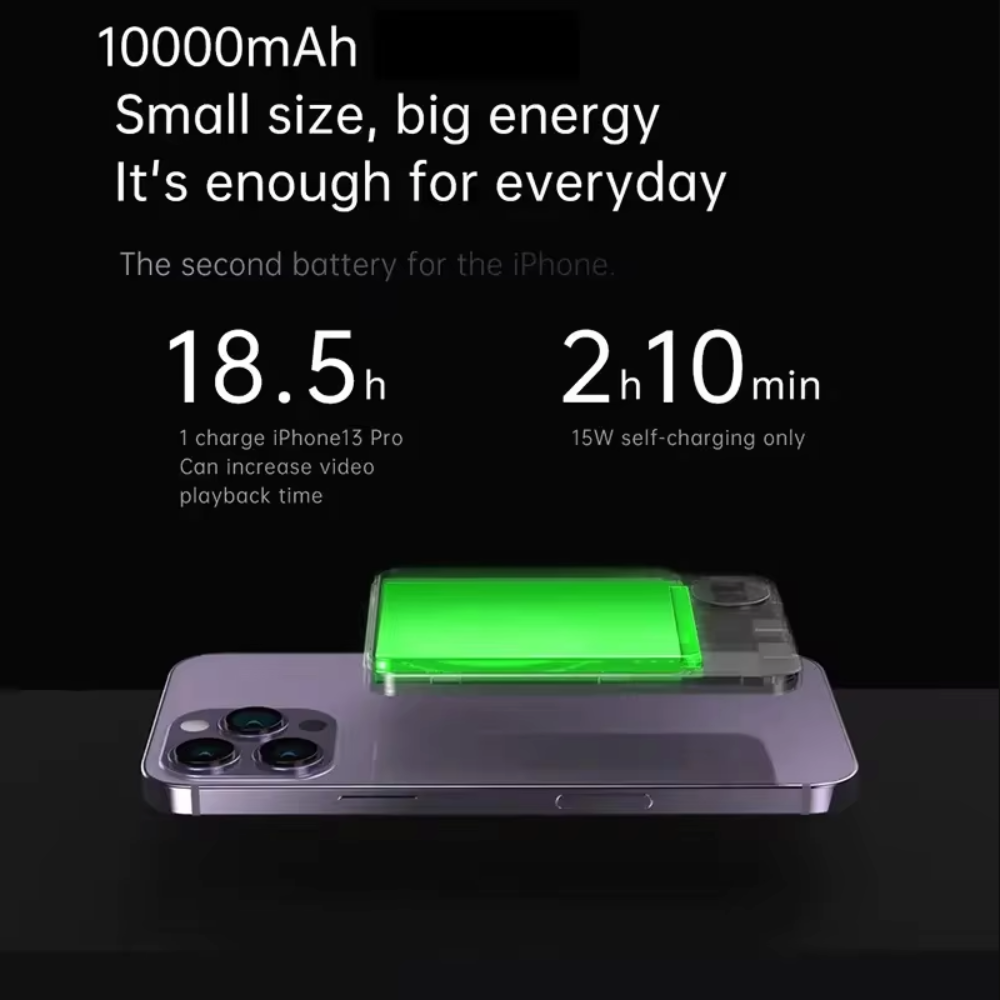 Magnetische draadloze draagbare powerbank van 10000 mAh, compatibel met iPhone
