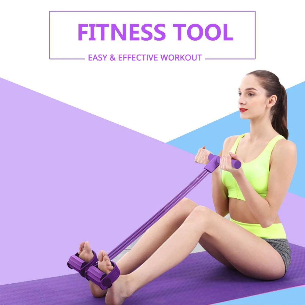 Coseey-fitnessweerstandsband met 4 buizen — trainer met voetpedalen