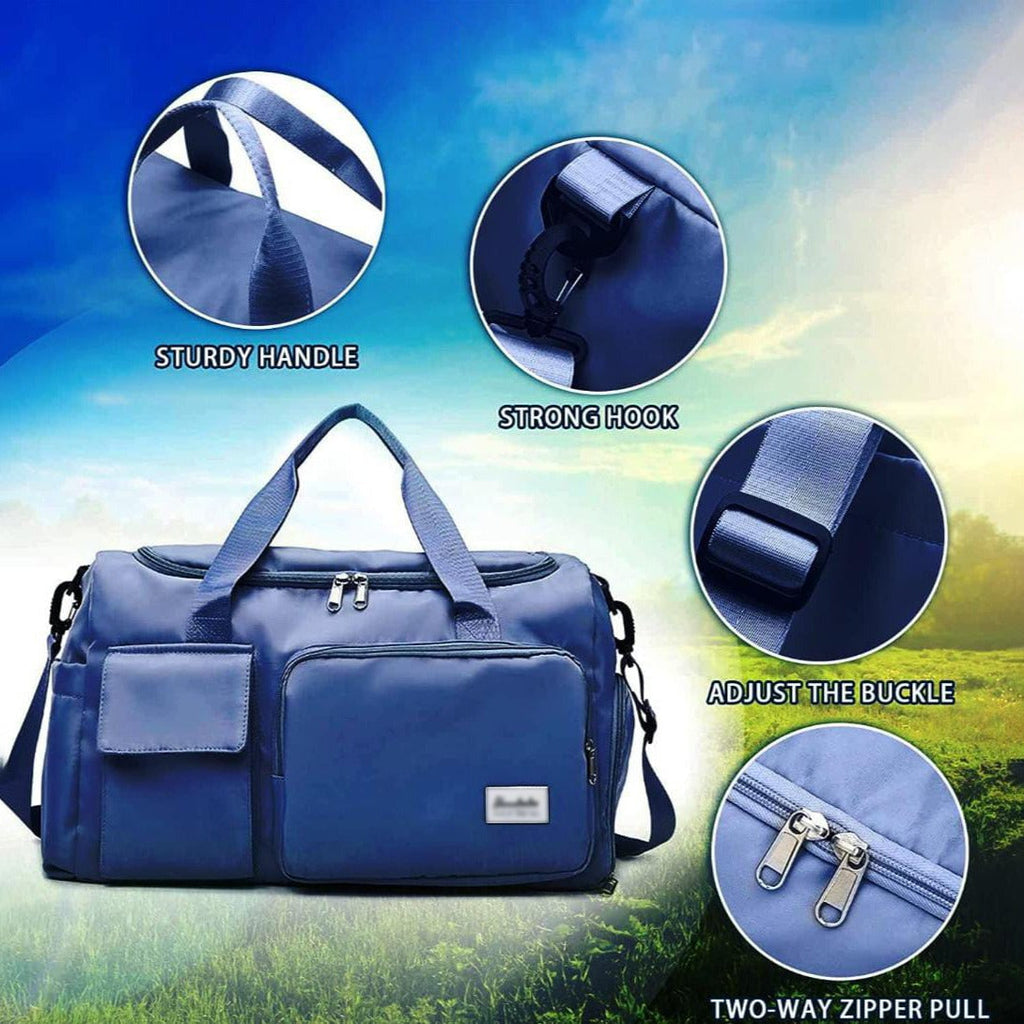 Saco de viagem com vários bolsos e compartimento separado para calçado