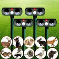 Solar Powered Ultrasonic Animal Repeller — Automated Sonic Deterrent, Clearing Deer, Mice, Squirrels & Reptiles
