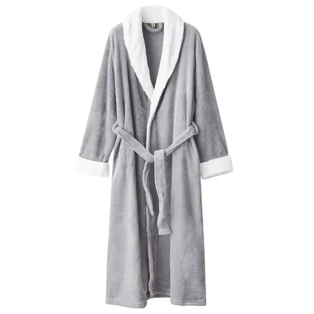 Kuscheliger Fleece-Bademantel mit legerem Schnitt – Kontrastierende Kanten