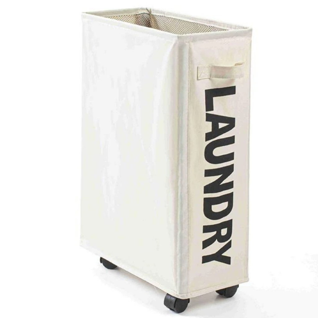 Portable 40L Laundry Basket — Adjustable Wheels, Leather Handle, Waterproof