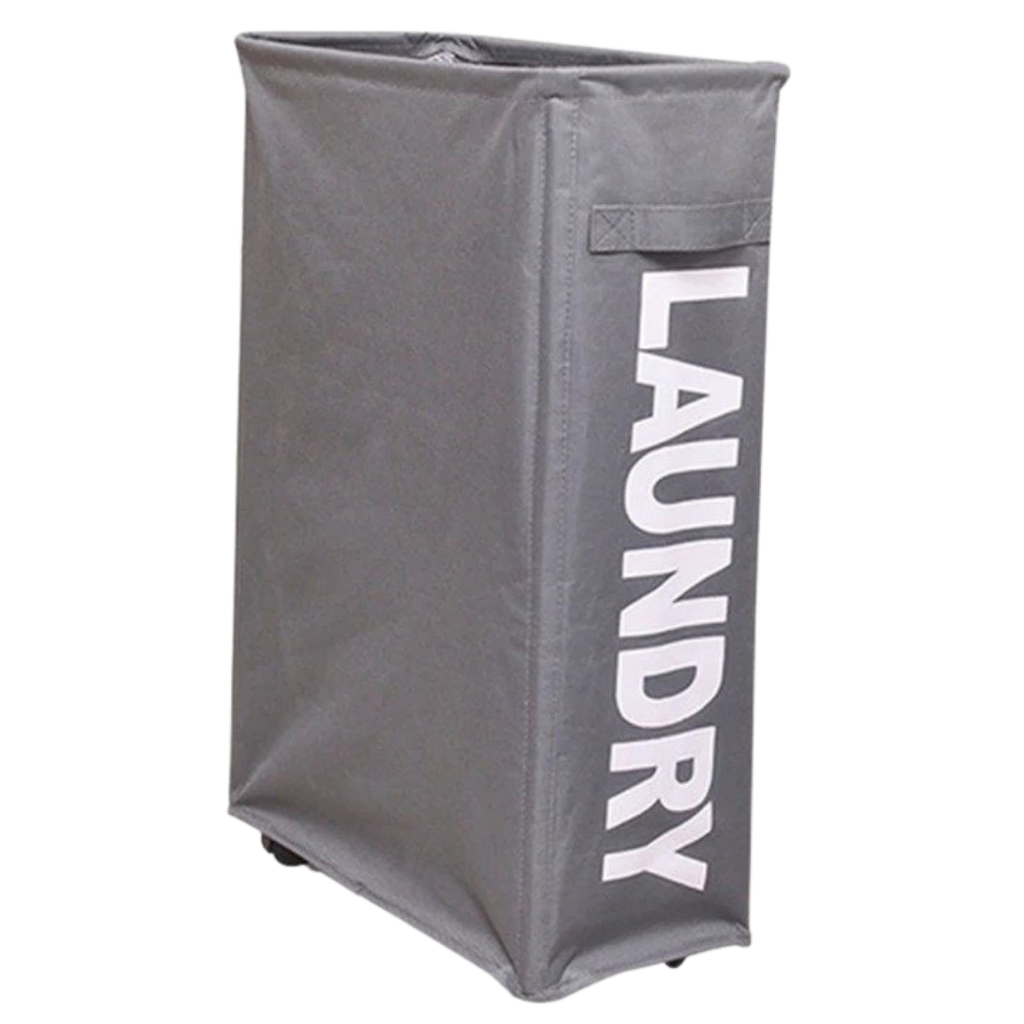 Portable 40L Laundry Basket — Adjustable Wheels, Leather Handle, Waterproof
