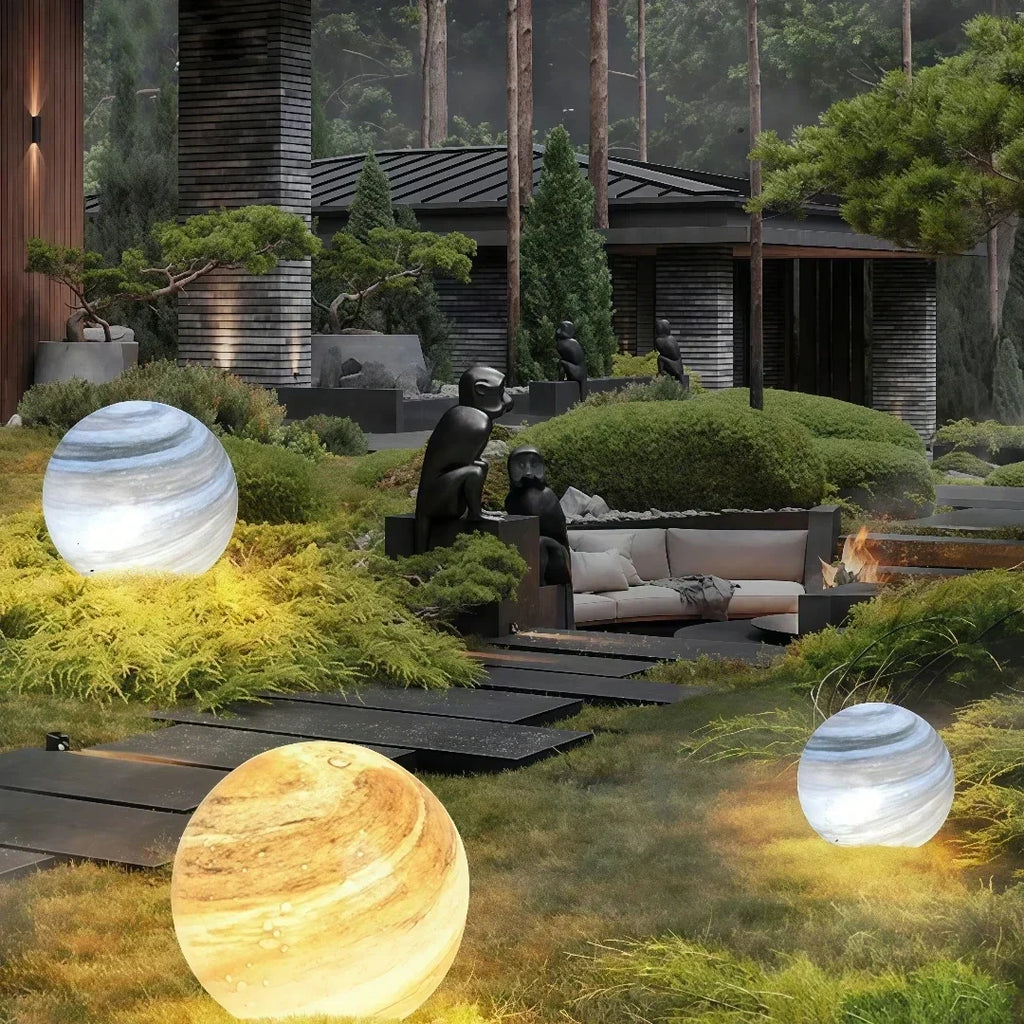 Lampe solaire moderne pour jardin en verre, étanche, motif lune | boxzora