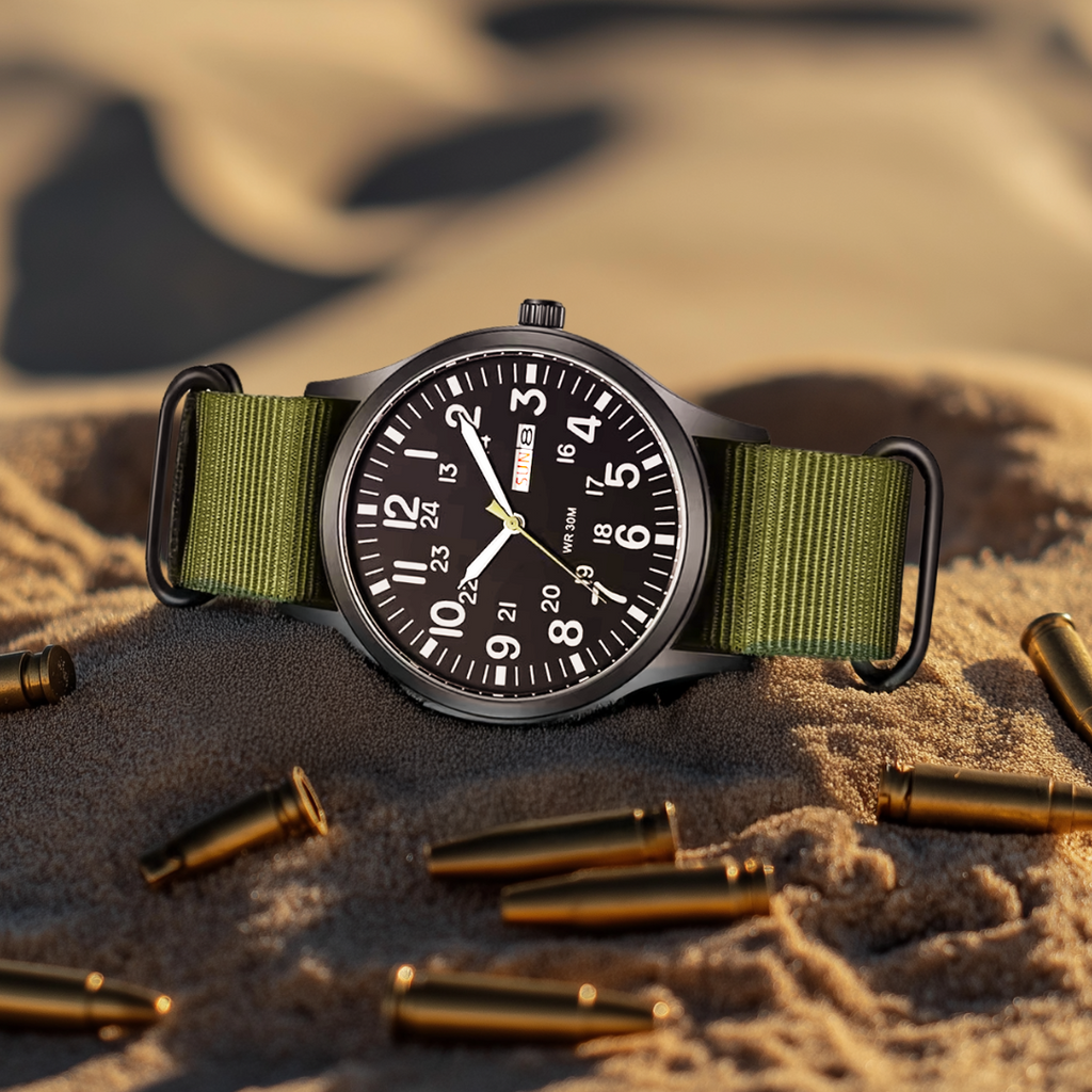 Reloj de exterior de acero inoxidable para hombre – Estilo militar resistente y resistente al agua