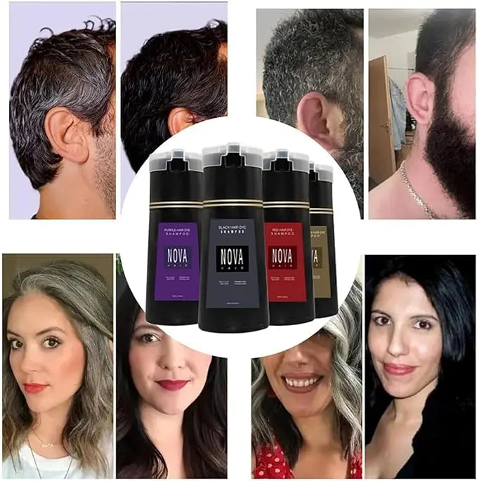 NovaHair-øjeblikkelig farveshampoo – hurtig opfriskning af hårfarven og dækning af udvoksning