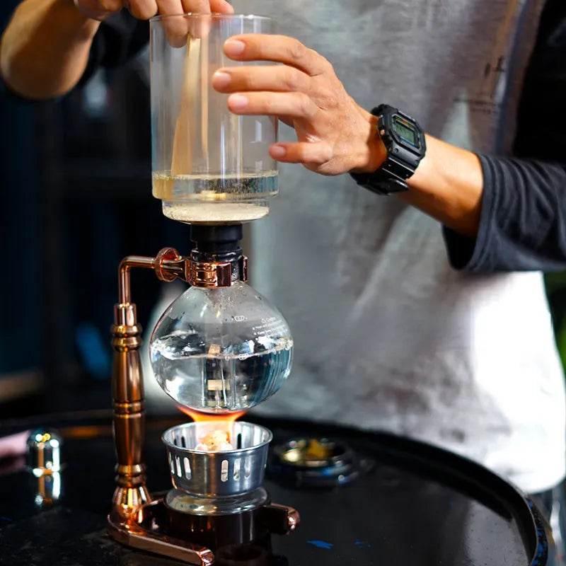 Siphon Coffee Brewer Set — 3 or 5 Cup Capacity, Barista Accessory Kit, Elegant Design