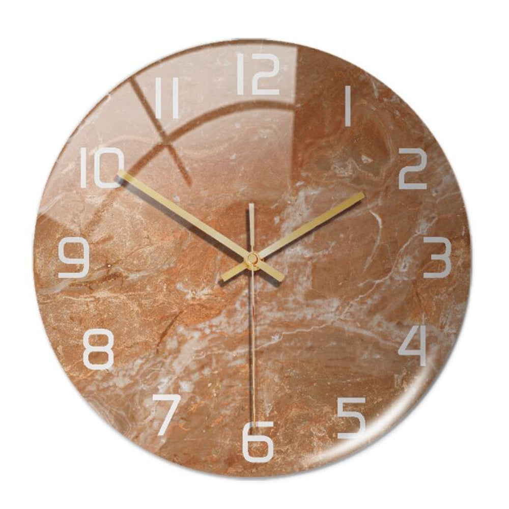 שעון קיר באפקט שיש MarbleTime — עיצוב עגול עכשווי