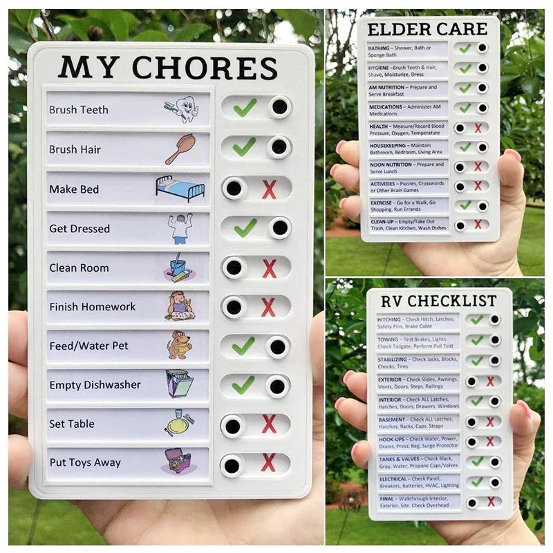 Reusable Plastic Memo Board — My Chores Checklist Daily Planner for Kids