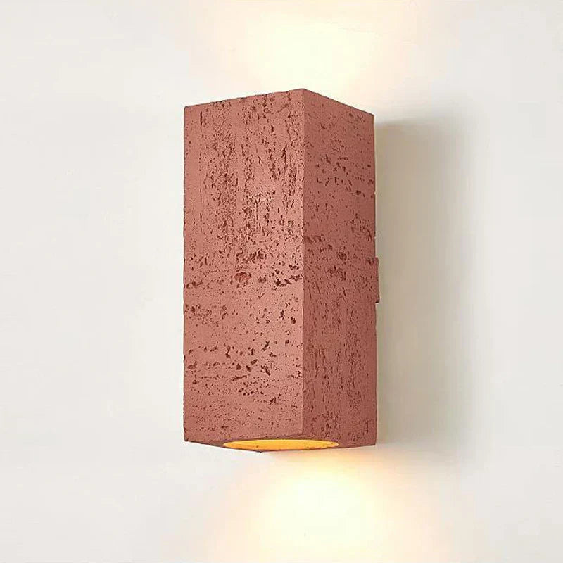 Lyra vegglampesett i sement, inspirert av midten av århundret – to LED-vegglamper, malt sementfinish