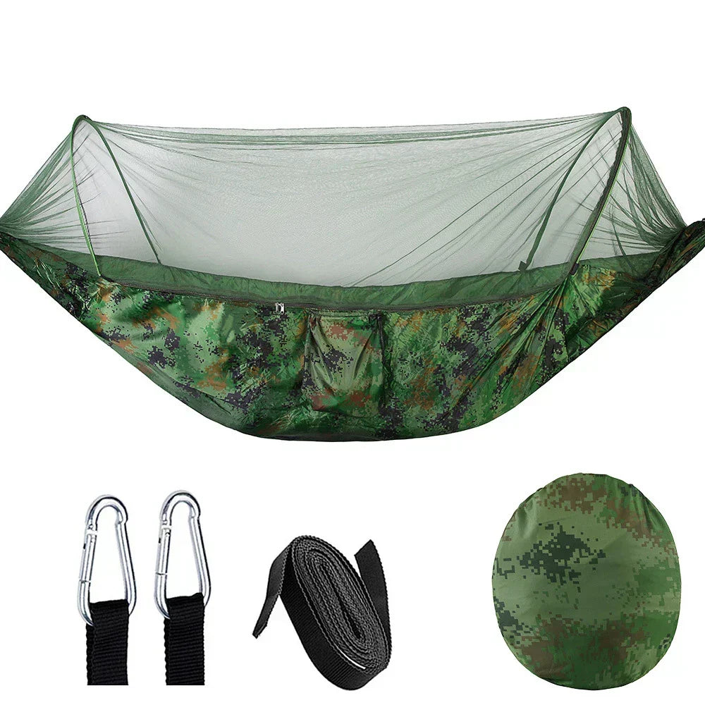 OutdoorRelax Mosquito Net Hammock — Quick Release Suspension, 200 kg Load Capacity