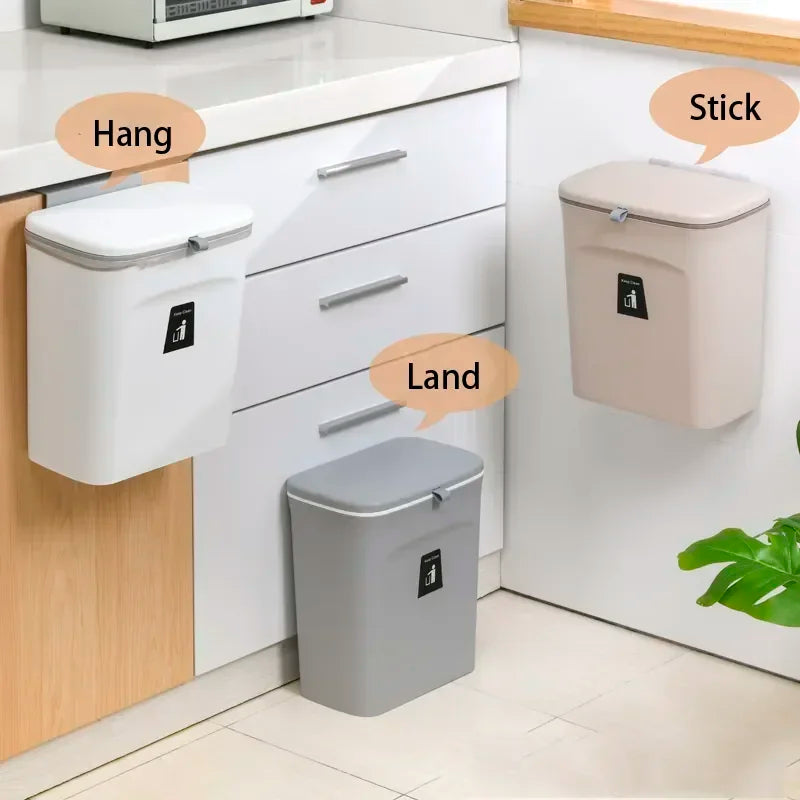Rectangular Wall-Mounted Trash Can with Lid – 7L and 9L Sizes