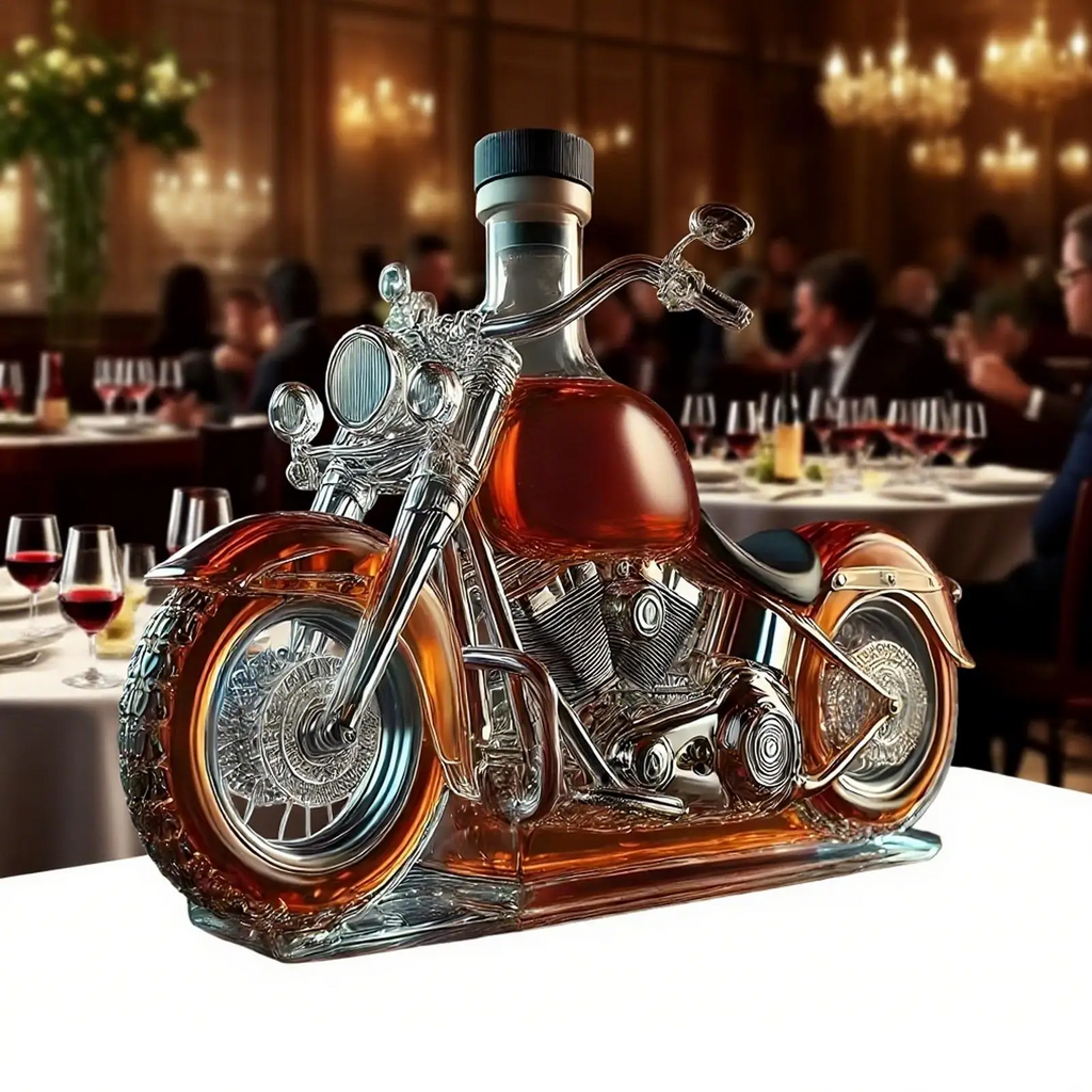 Harley motorkerékpár formájú whiskey-kancsó – klasszikus sziluettű italosüveg-dísz