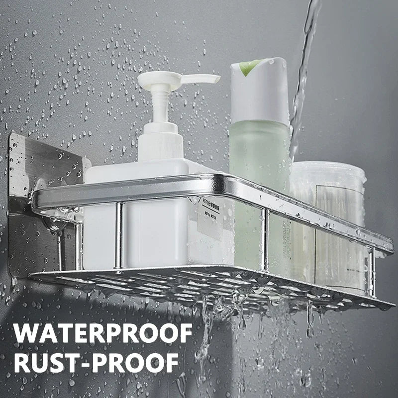 No-Drill Wall-Mounted Corner Shelf & Shower Caddy