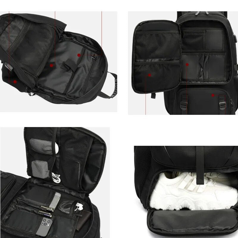 Tech Trek Pro 50-80 l-es hátizsák — beépített USB-töltőport, strapabíró kivitel, nagy kapacitás