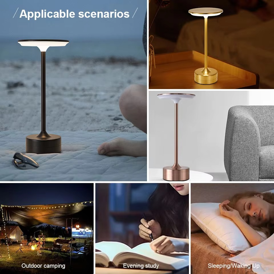 مصباح طاولة LED بمستشعر لمس — قابل لإعادة الشحن عبر USB، تصميم مدمج