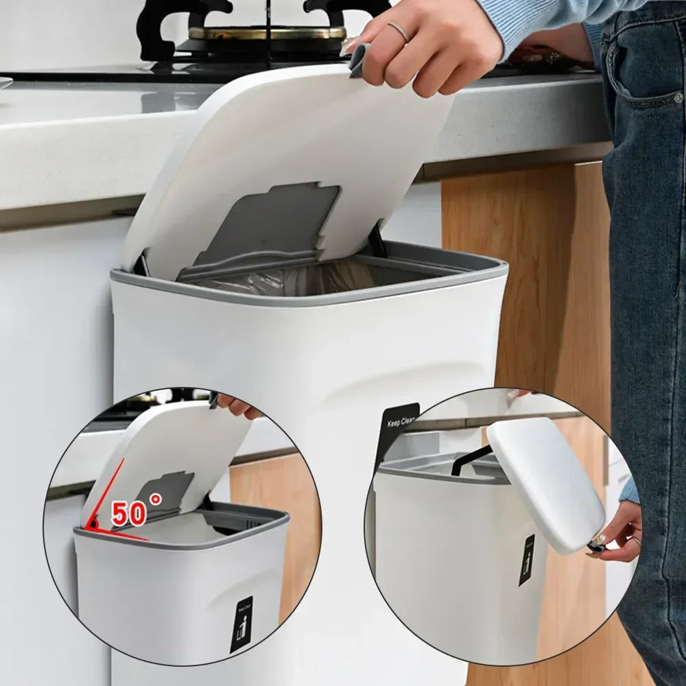 Rectangular Wall-Mounted Trash Can with Lid – 7L and 9L Sizes