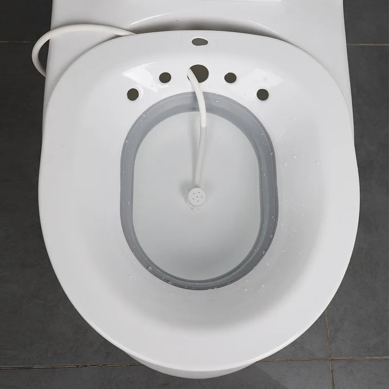 Baño de asiento plegable colgante — recipiente de gran capacidad para el cuidado de las hemorroides