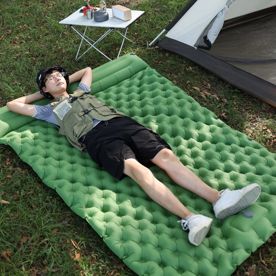 2-Person Self-Inflating Sleeping Pad — Integrated Pillow, Spacious Comfort Surface