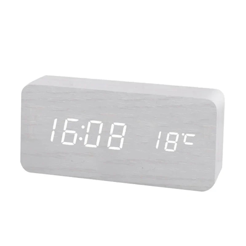 Sandsberg Wood Digital Alarm Clock — Eco-Friendly, Modern Design, Silent, LED Display